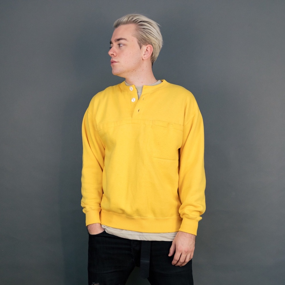 vintage 1990’s yellow button up sweatshirt